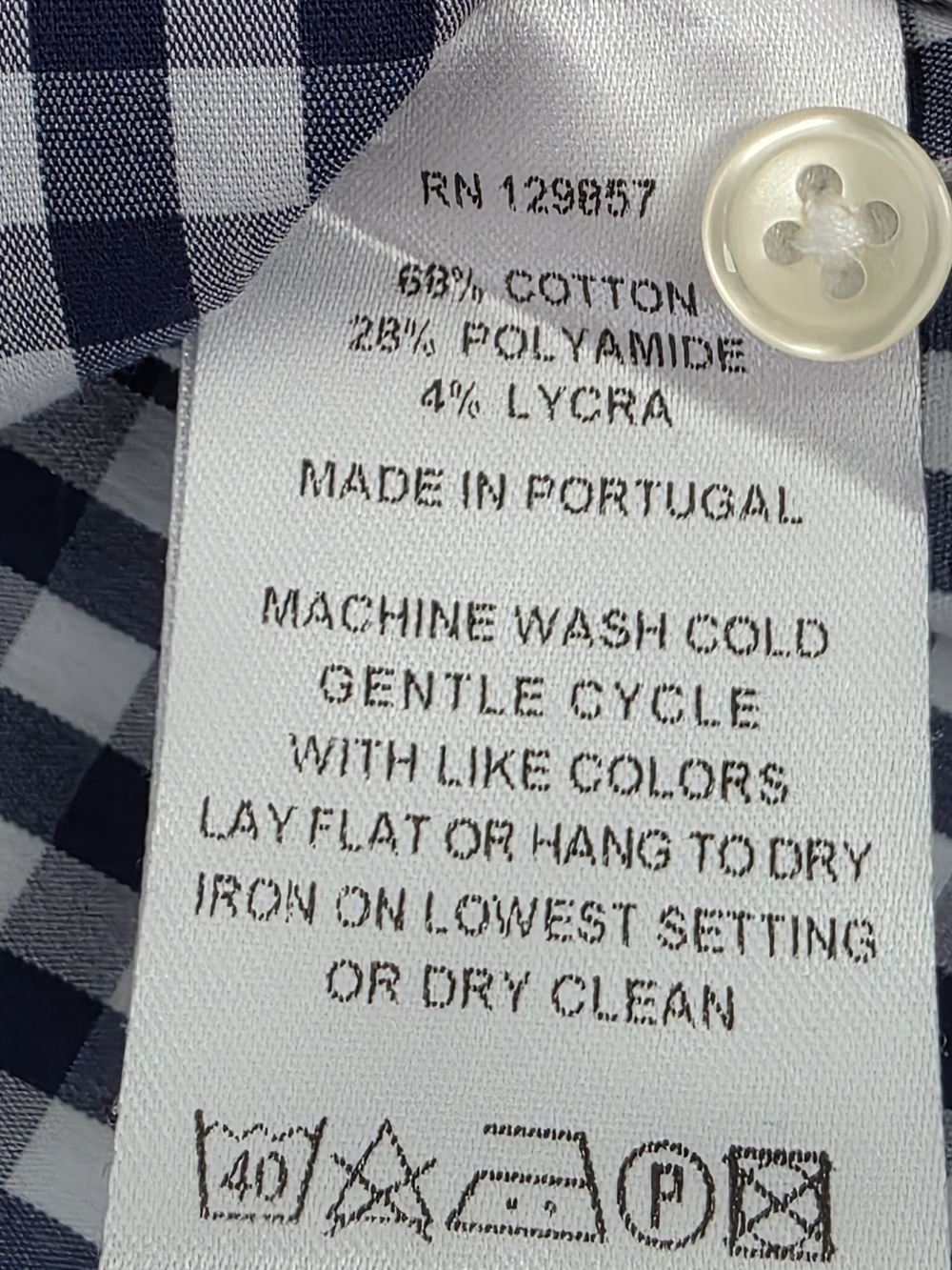 The Shirt by Rochelle Behrens Navy White Gingham Sleeveless Button-Down Size Med - Picture 7 of 9